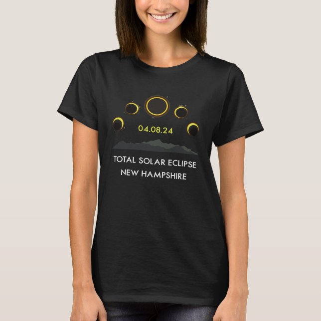 Eclipse Phases New Hampshire 04.08.24 Total Solar  T-Shirt (Front)