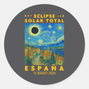 Eclipse Solar Total España 2026  Classic Round Sticker