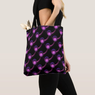 ECLIPSE Vibrant Black Purple Fractal Spheres Tote Bag