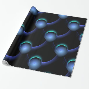 ECLIPSE Vibrant Teal Blue,Turquoise,Black Wrapping Paper