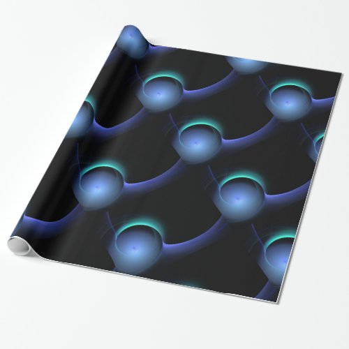 ECLIPSE Vibrant Teal BlueTurquoiseBlack Wrapping Paper