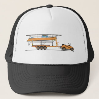 Eco Car Sail Boat Orange Trucker Hat