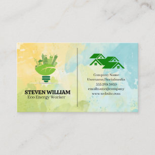 Eco City Energy Light Bulb Homes Business Card