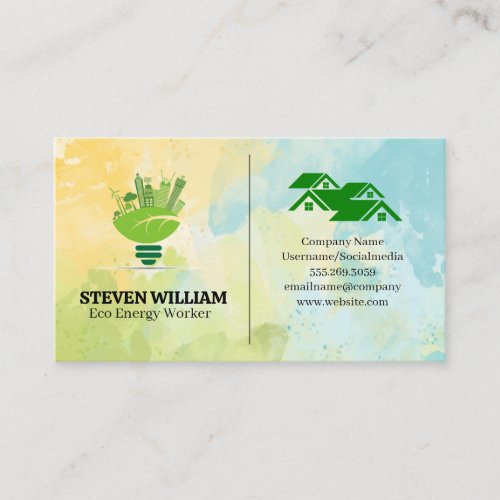 Eco City  Energy Light Bulb  Homes Business Card