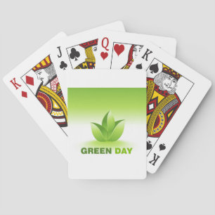 Eco-Conscious Green Day Leaf Botanical Nature Poker Cards