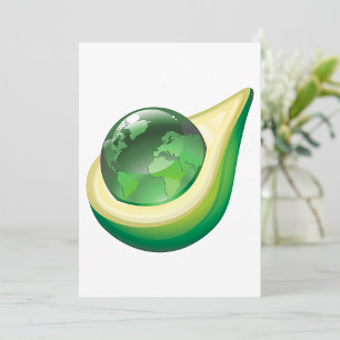 Eco Earth Avocado Globe Sustainable Planet Invitation