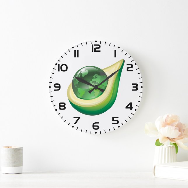Eco Earth Avocado Globe Sustainable Planet  Large Clock (Creator Uploaded)
