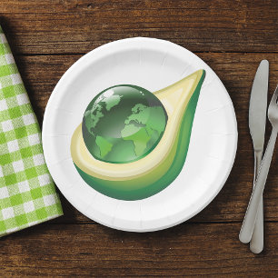Eco Earth Avocado Globe Sustainable Planet Paper Plates