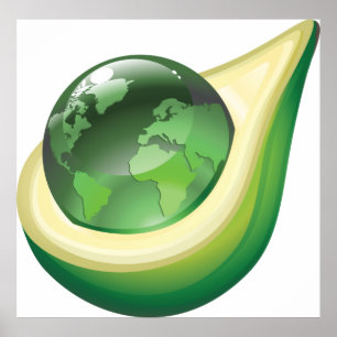 Eco Earth Avocado Globe Sustainable Planet Poster