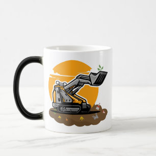 Eco Excavator Planting Greenery in Trash Cleanup Color Morph Mug