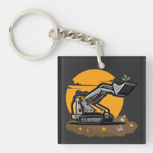 Eco Excavator Planting Greenery in Trash Cleanup Keychain
