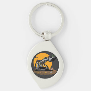 Eco Excavator Planting Greenery in Trash Cleanup Keychain