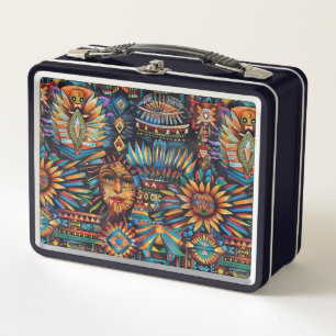 Eco-Friendly Black "Pre-Columbian Tapestry" Lunch  Metal Lunch Box