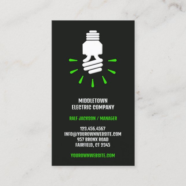 Eco-Friendly Bulb Business Card Template (Front)