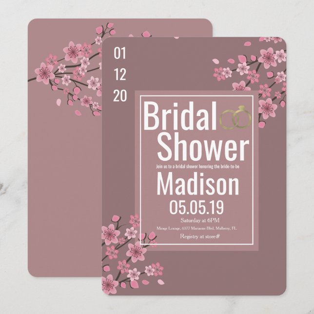 Eco Friendly Cherry Blossom Tree Bridal Shower Invitation (Front/Back)
