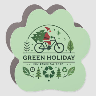 Eco-Friendly Christmas Decor Green Holiday Art Car Magnet