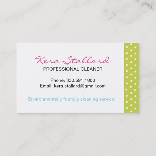 Eco-Friendly Cleaning Services Business Cards | Zazzle