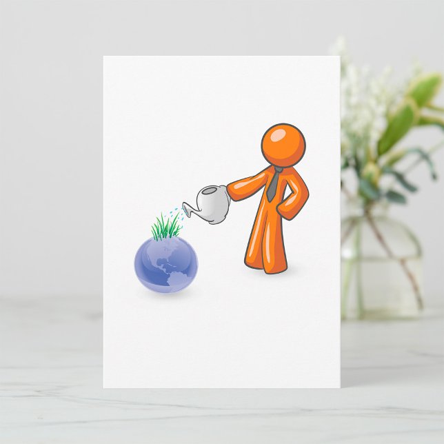 Eco-Friendly Corporate Growth Man Watering Earth Invitation (Creator Uploaded)