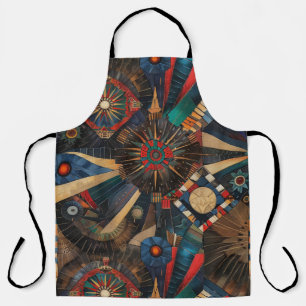 Eco-Friendly Cyan "Ancient Indigenous Chronicles" Apron