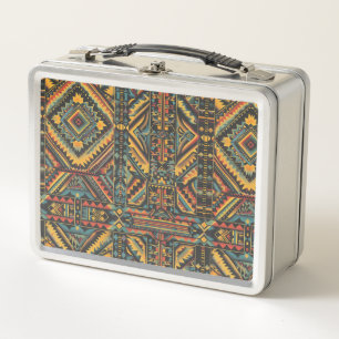 Eco-Friendly Cyan "Centuries-Old Geometric Eleganc Metal Lunch Box
