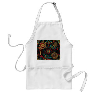 Eco-Friendly Cyan "Heritage-Inspired Patterns" Cul Adult Apron