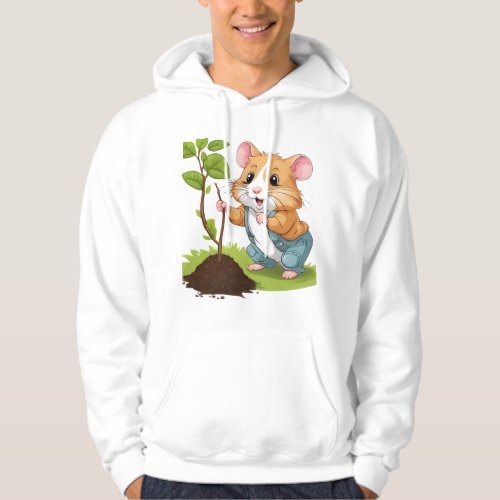 Eco_Friendly Earth Day Hamster Design Green Cutie Hoodie