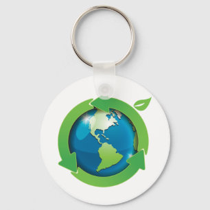 Eco Friendly Earth Recycling Symbol Keychain