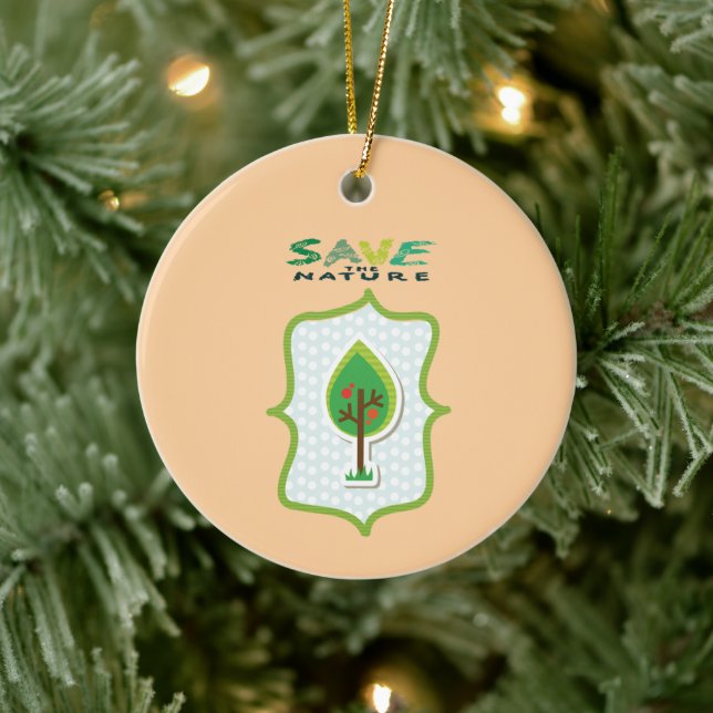 Eco-Friendly Evergreen Design  Ceramic Ornament (Tree)