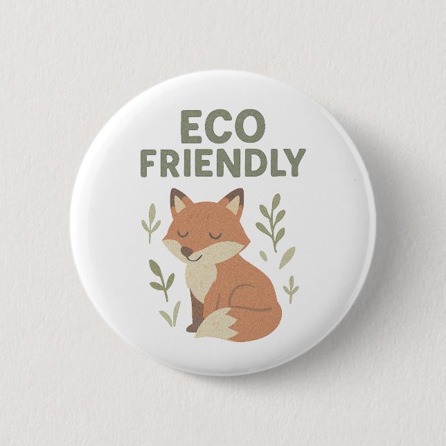 Eco Friendly Fox Button (Front)