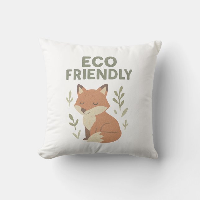 Eco Friendly Fox Throw Pillow (Front)