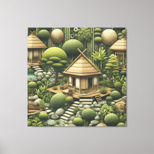 Eco-friendly Gardens and Buildings in Harmony Canvas Print