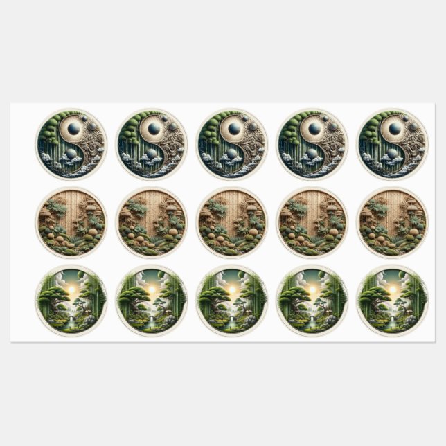 Eco-friendly Gardens and Buildings in Harmony Labels (Sheet)