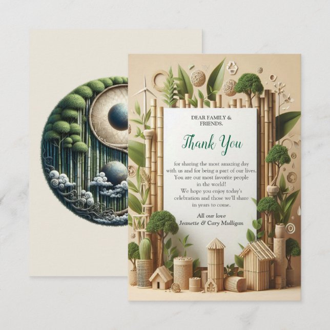 Eco-friendly Gardens and Buildings in Harmony RSVP Card (Front/Back)