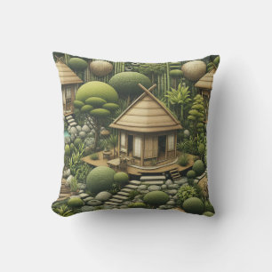 Eco-friendly Gardens and Buildings in Harmony Throw Pillow