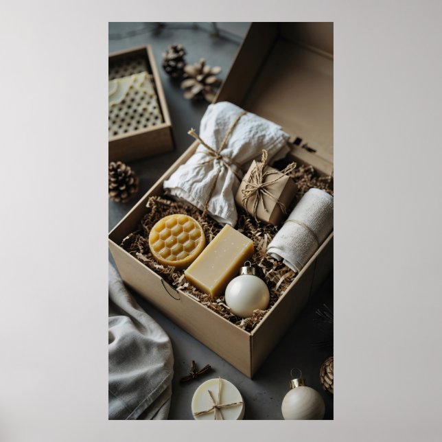 eco friendly gift box handmade soaps, beeswax wrap poster (Front)