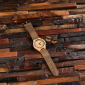 Eco Friendly Gift Box, Wooden Watch and Cufflinks (Front Top)