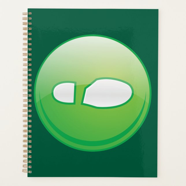 Eco-Friendly Green Footprint Icon Planner (Front)