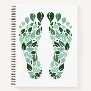 Eco Friendly Green Leaf Footprint Notebook