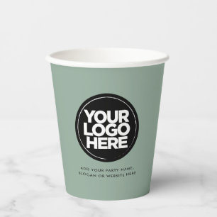 Eco-friendly Green Personalized Logo and Text Paper Cups