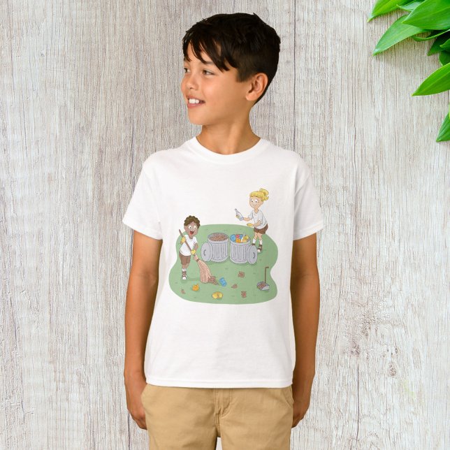 Eco-Friendly Kids Cleaning Campsite Recycling  T-Shirt (Creator Uploaded)