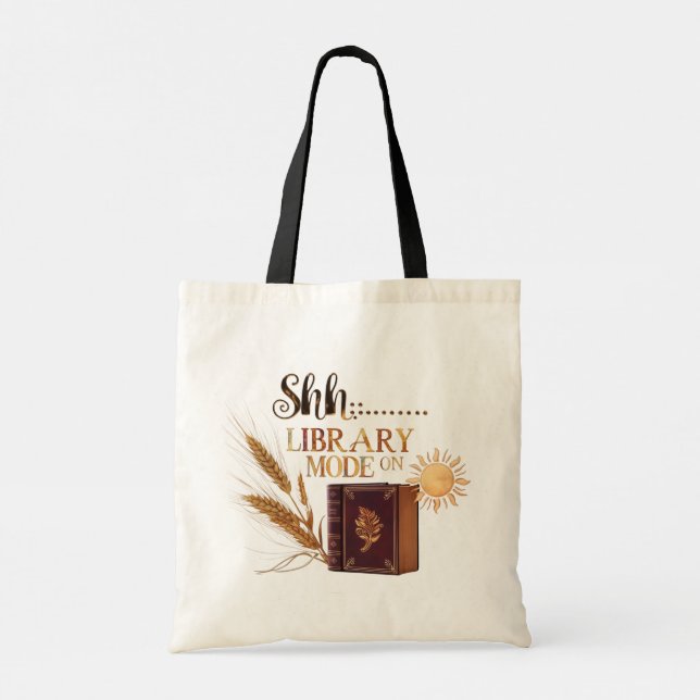 Eco-Friendly "Library Mode On" Canvas Budget Tote  Bag (Back)