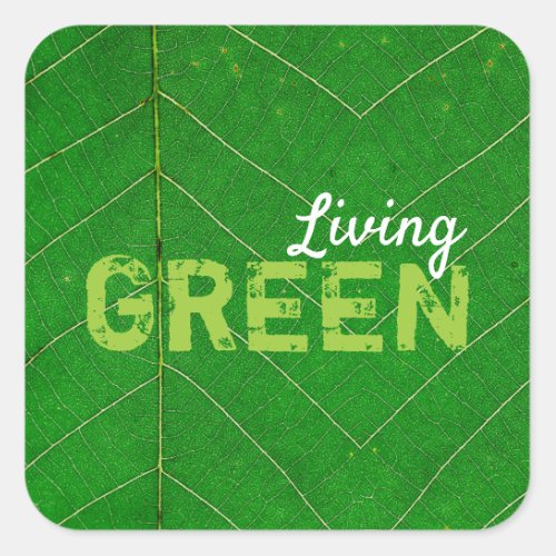 Eco Friendly Living Green Square Sticker