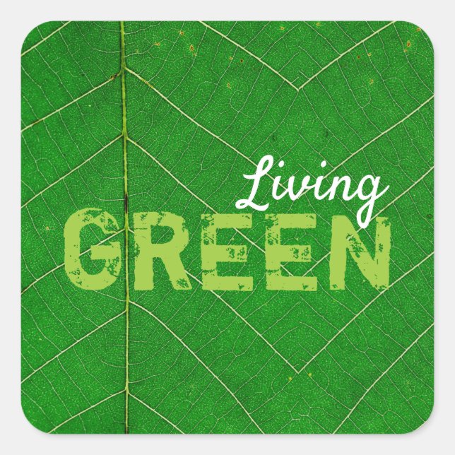 Eco Friendly Living Green Square Sticker (Front)
