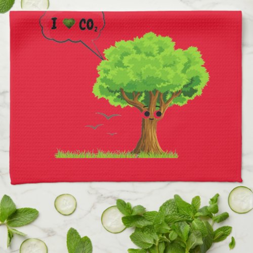 Eco_Friendly Love CO2 Absorption Tree Design  Kitchen Towel