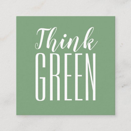 Eco friendly minimalist pro environment green squa square business card
