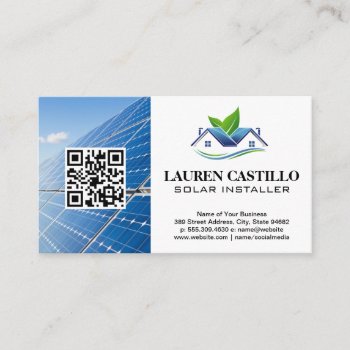 Eco Friendly Modern Home | Solar Panels | Qr Business Card by lovely_businesscards at Zazzle