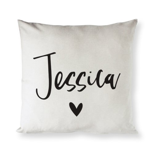 Eco_Friendly Name and Heart Pillow Cover