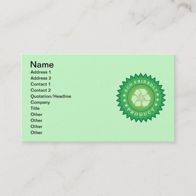 Eco Friendly Product Sticker Business Card (Front)