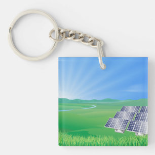 Eco-Friendly Solar Panel Landscape Keychain