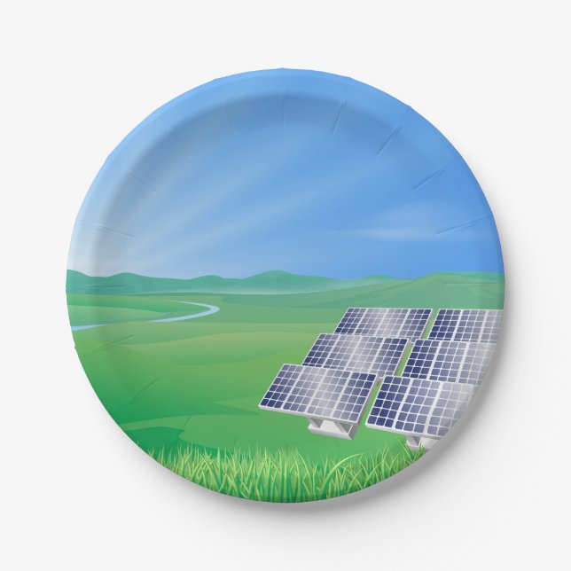 Eco-Friendly Solar Panel Landscape Paper Plates (Front)